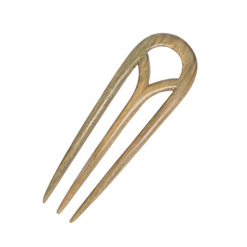 CrystalMood Handmade Carved 3-Prong Wood Hair Stick 4.4" Lignum-vitae